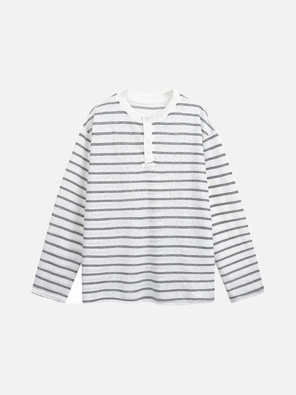Tom Hollinger | Herren Henley Shirt Gestreift Mit Relaxed Fit Weiß
