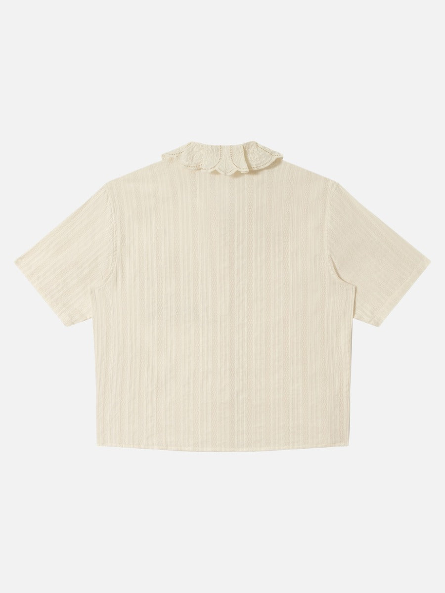 Damen Kurzarmhemd Mit Stickerei Und Muscheldetails Creme