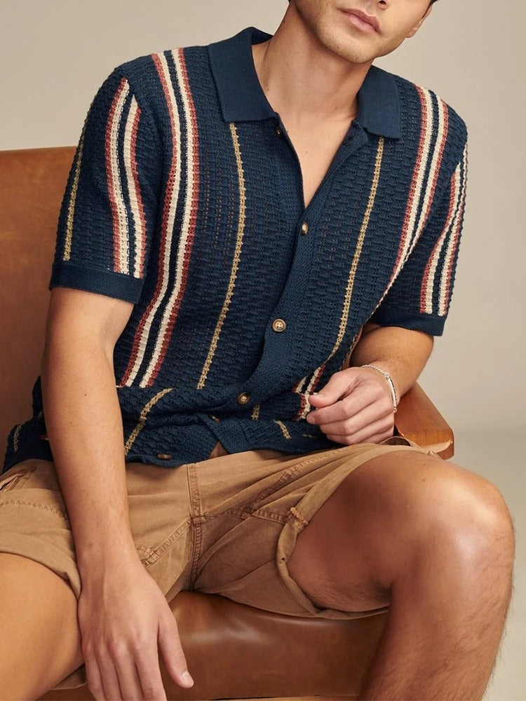 Tom Hollinger | Retro-Strickhemd mit Knopfleiste