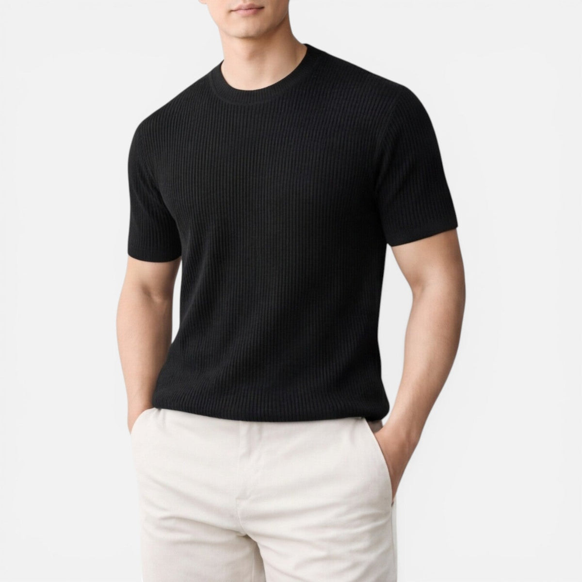 Tom Hollinger | Herren Rippstrick Slim Fit Leichtes T-Shirt