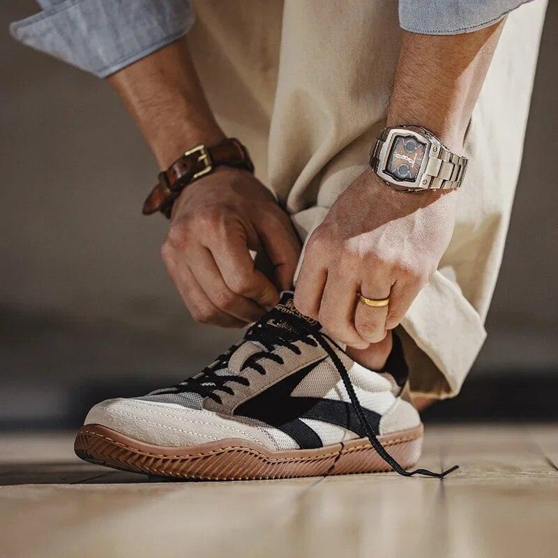 Tom Hollinger |  Herren Wildleder Stoff Retro Turnschuhe Braun