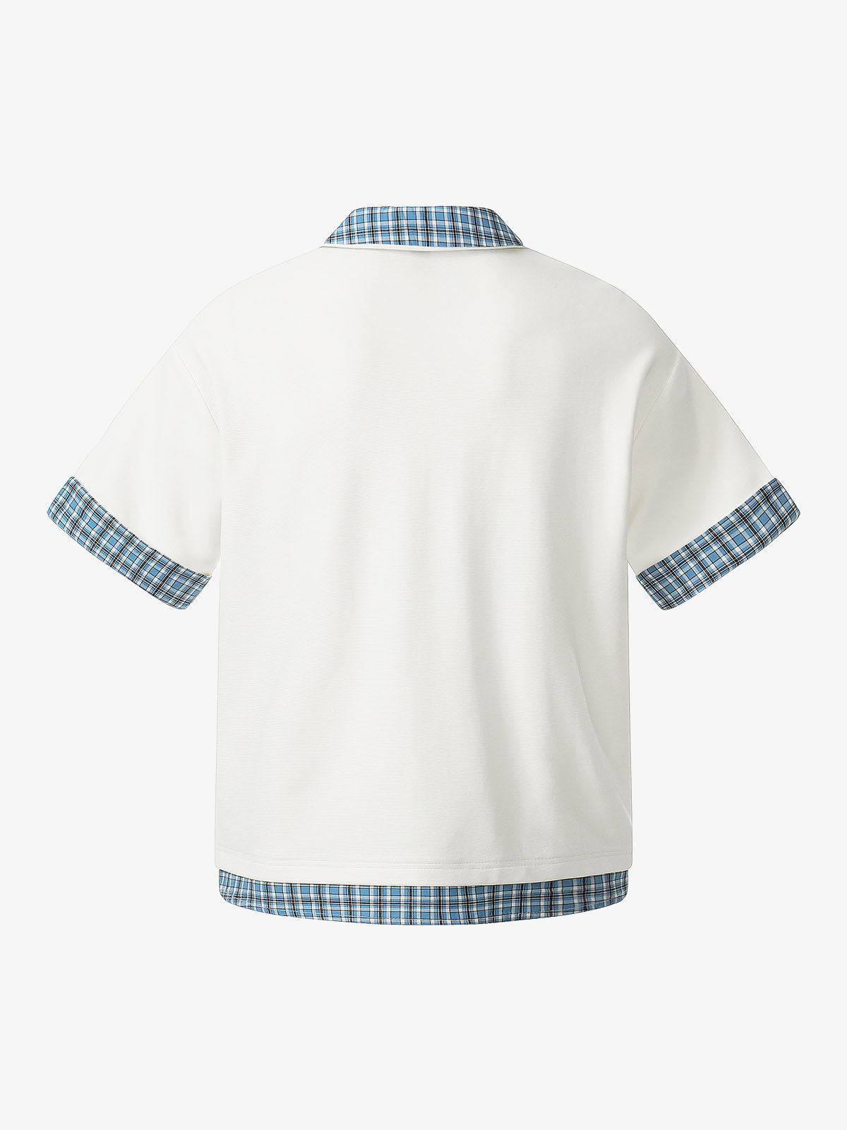 Baumwoll-Piqué-Poloshirt mit kariertem Kontrastkragen und -manschetten