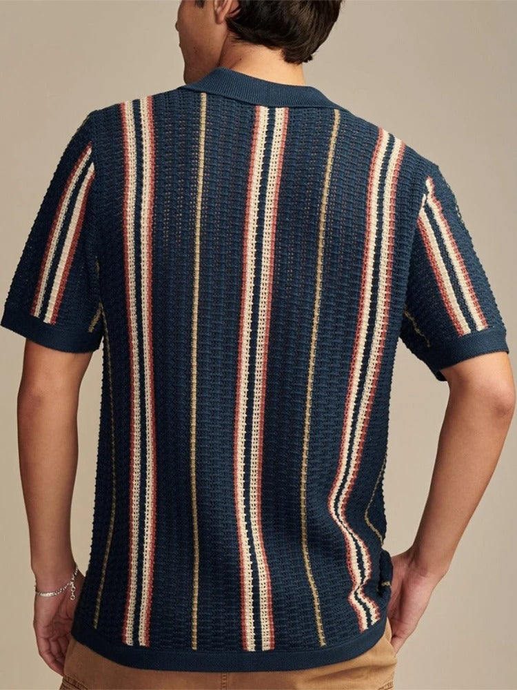 Tom Hollinger | Retro-Strickhemd mit Knopfleiste