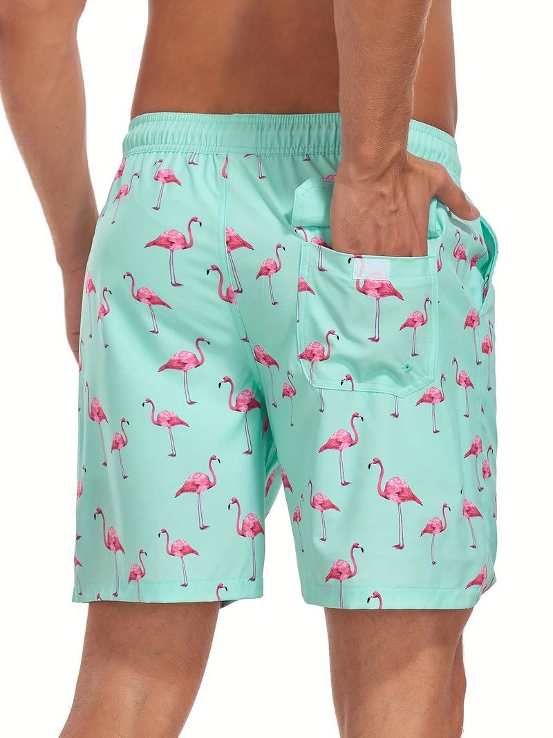 Herren Badeshorts Mit Flamingo-Print