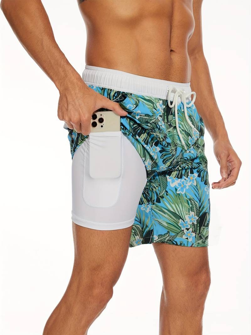 Herren Badeshorts Mit Flamingo-Print
