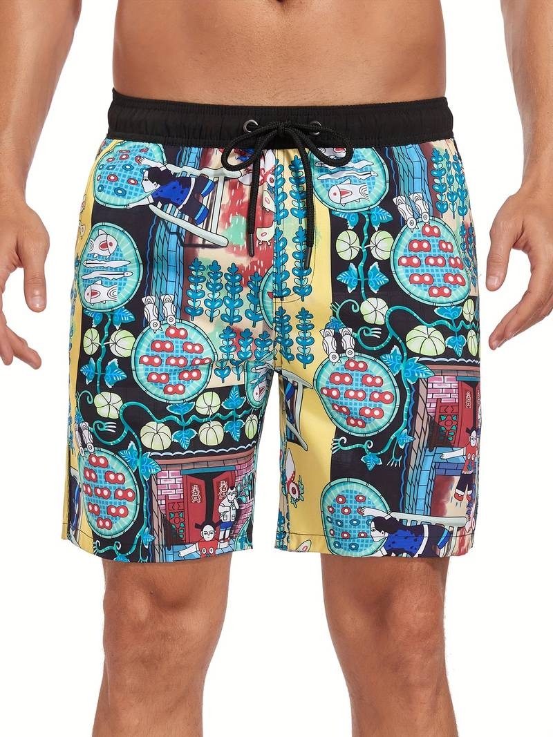 Herren Badeshorts Mit Flamingo-Print