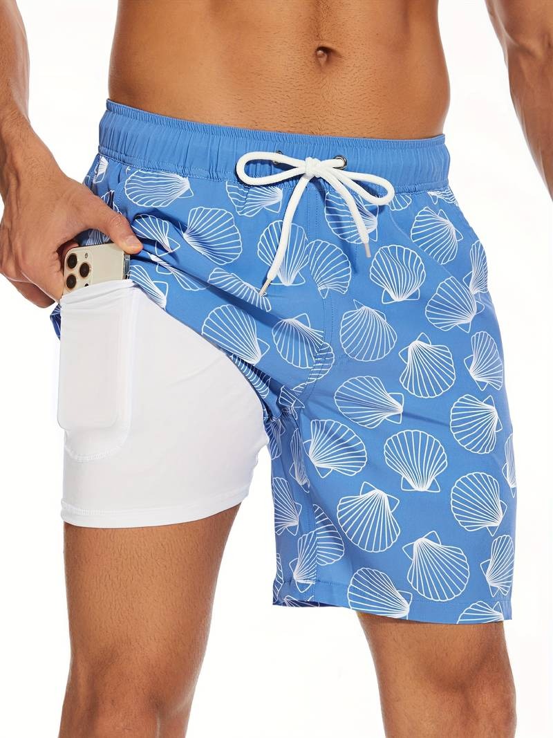 Herren Badeshorts Mit Flamingo-Print