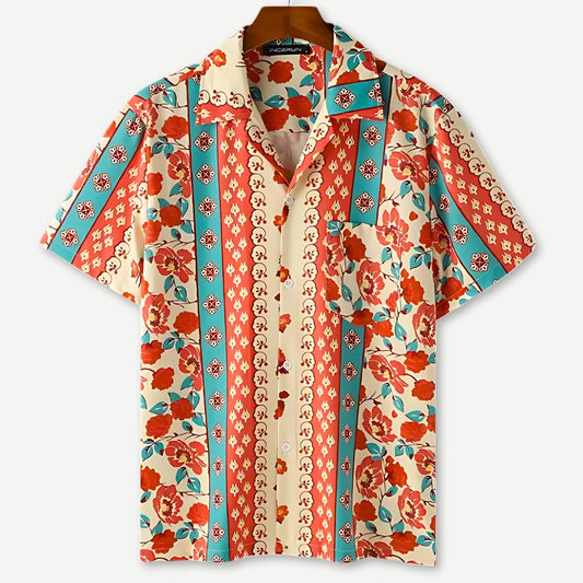 Tom Hollinger | Herren Kurzarmhemd Mit Blumenprint Und Reverskragen