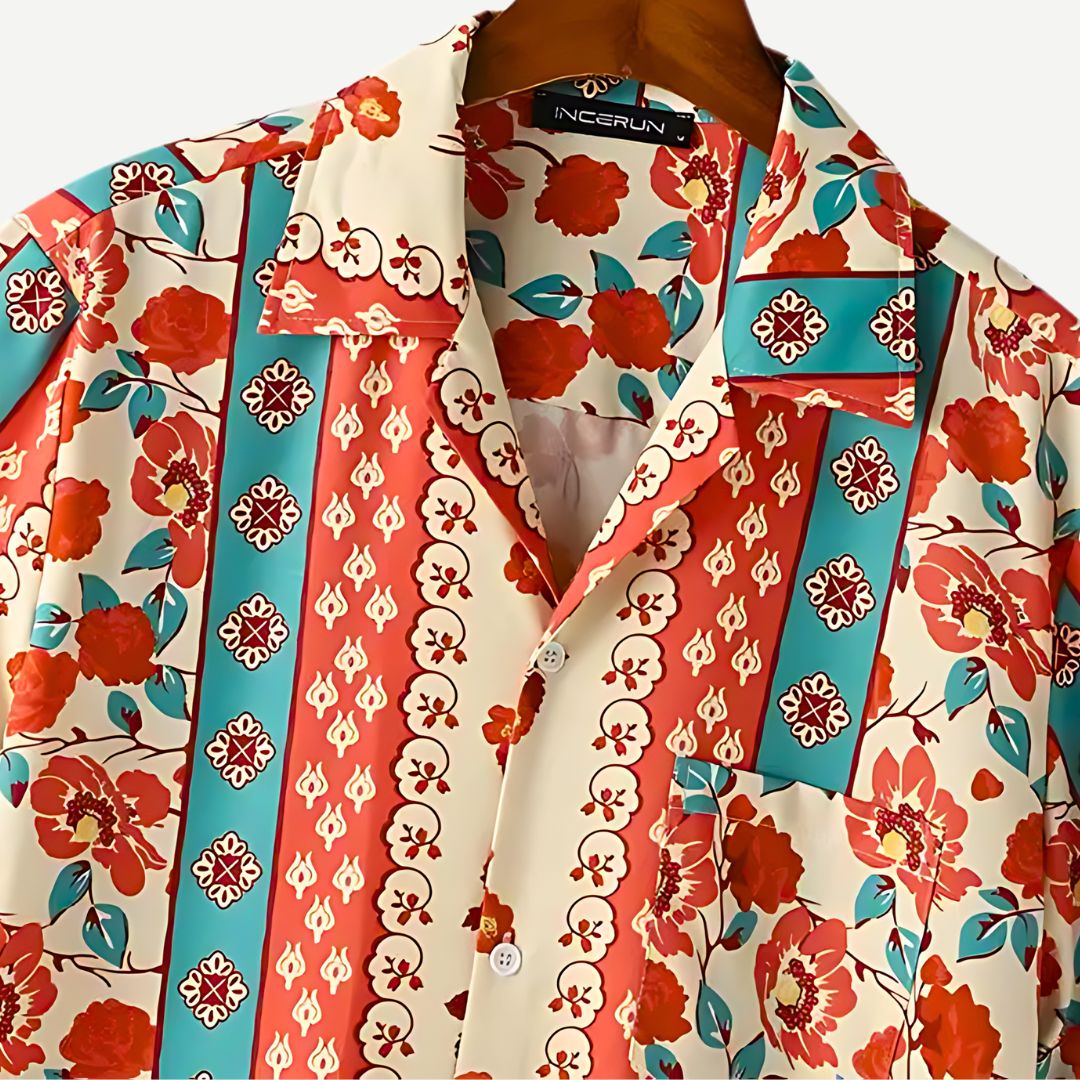 Tom Hollinger | Herren Kurzarmhemd Mit Blumenprint Und Reverskragen