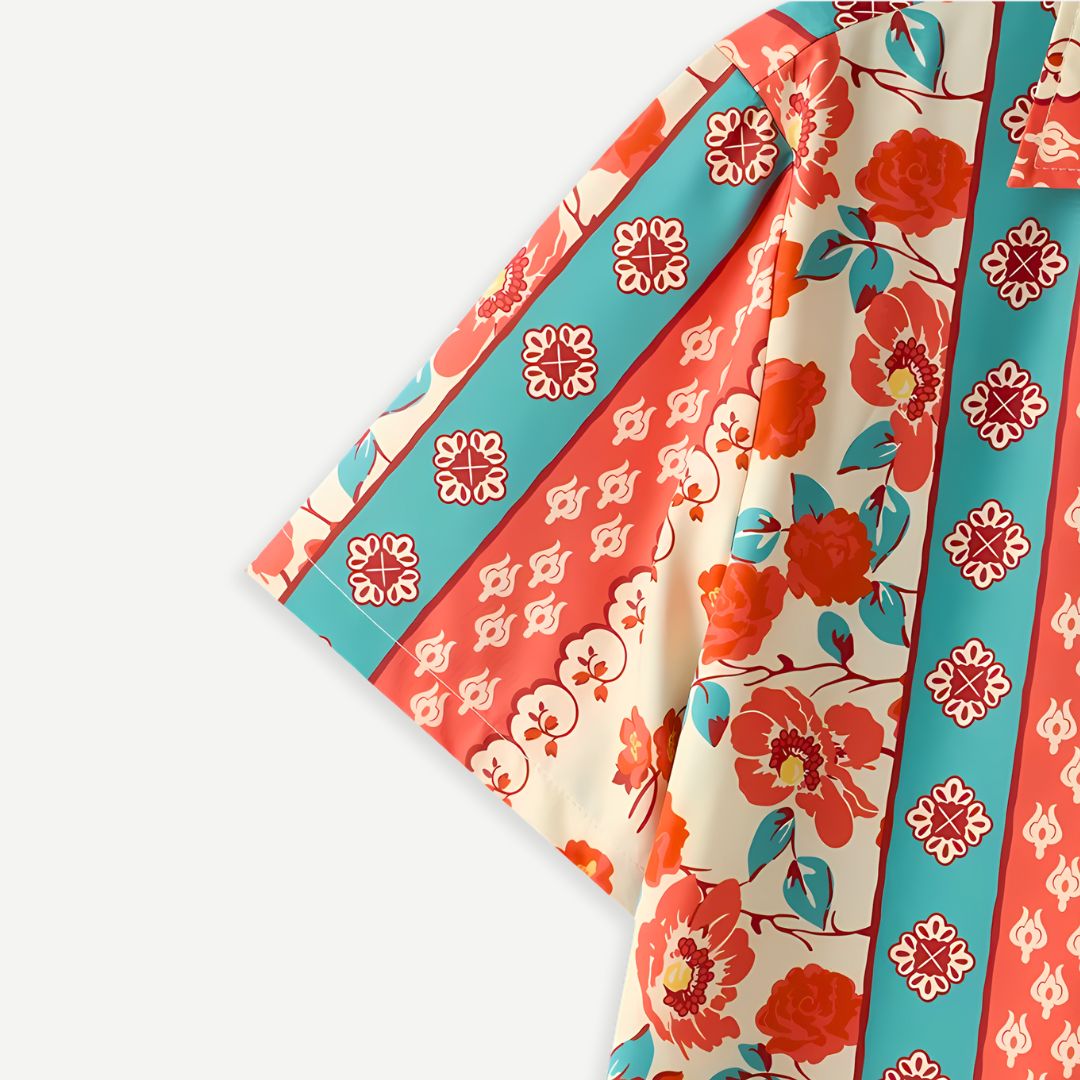 Tom Hollinger | Herren Kurzarmhemd Mit Blumenprint Und Reverskragen