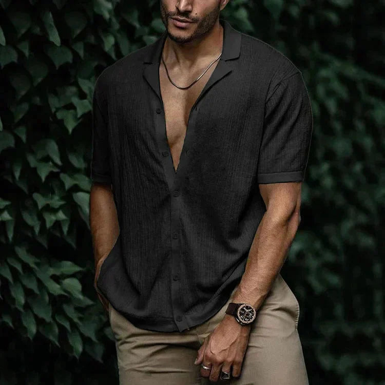 Herren Kurzarmhemd Mit Reverskragen Und Relaxed Fit