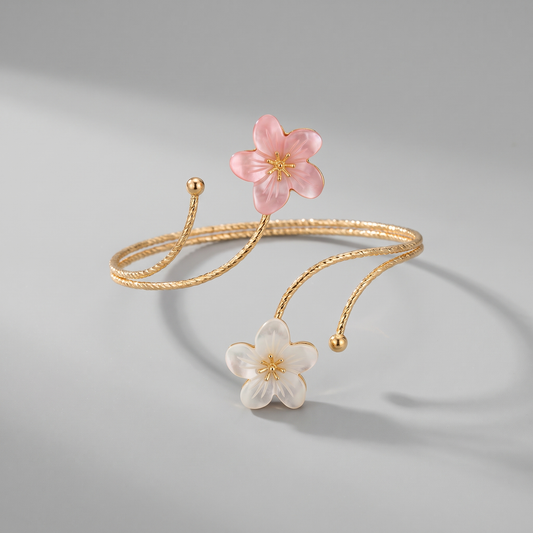 Edgy Statement Metal Flower Arm Cuff Bangle, studio product photo