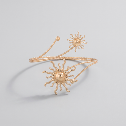 Gold Plated Sun Arm Cuff, studio product photo