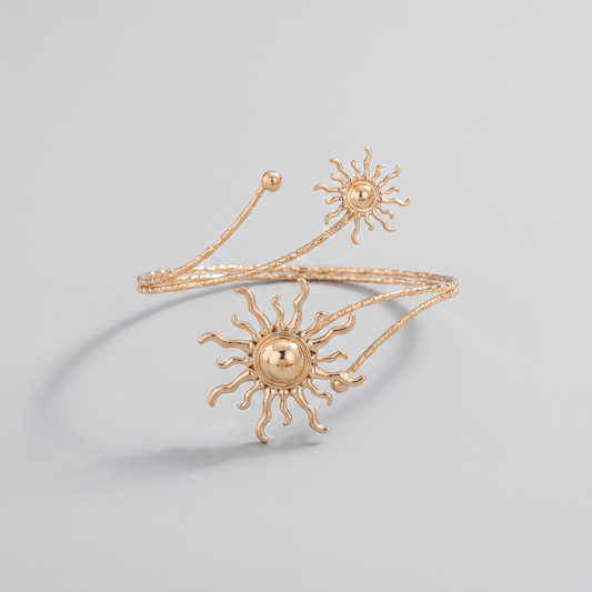 Gold Plated Sun Arm Cuff, studio product photo