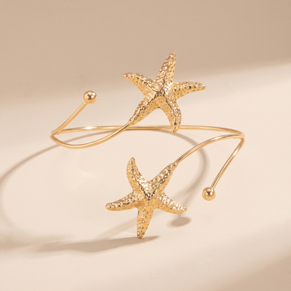 Bohemian Metal Starfish Open Arm Bracelet, studio product photo