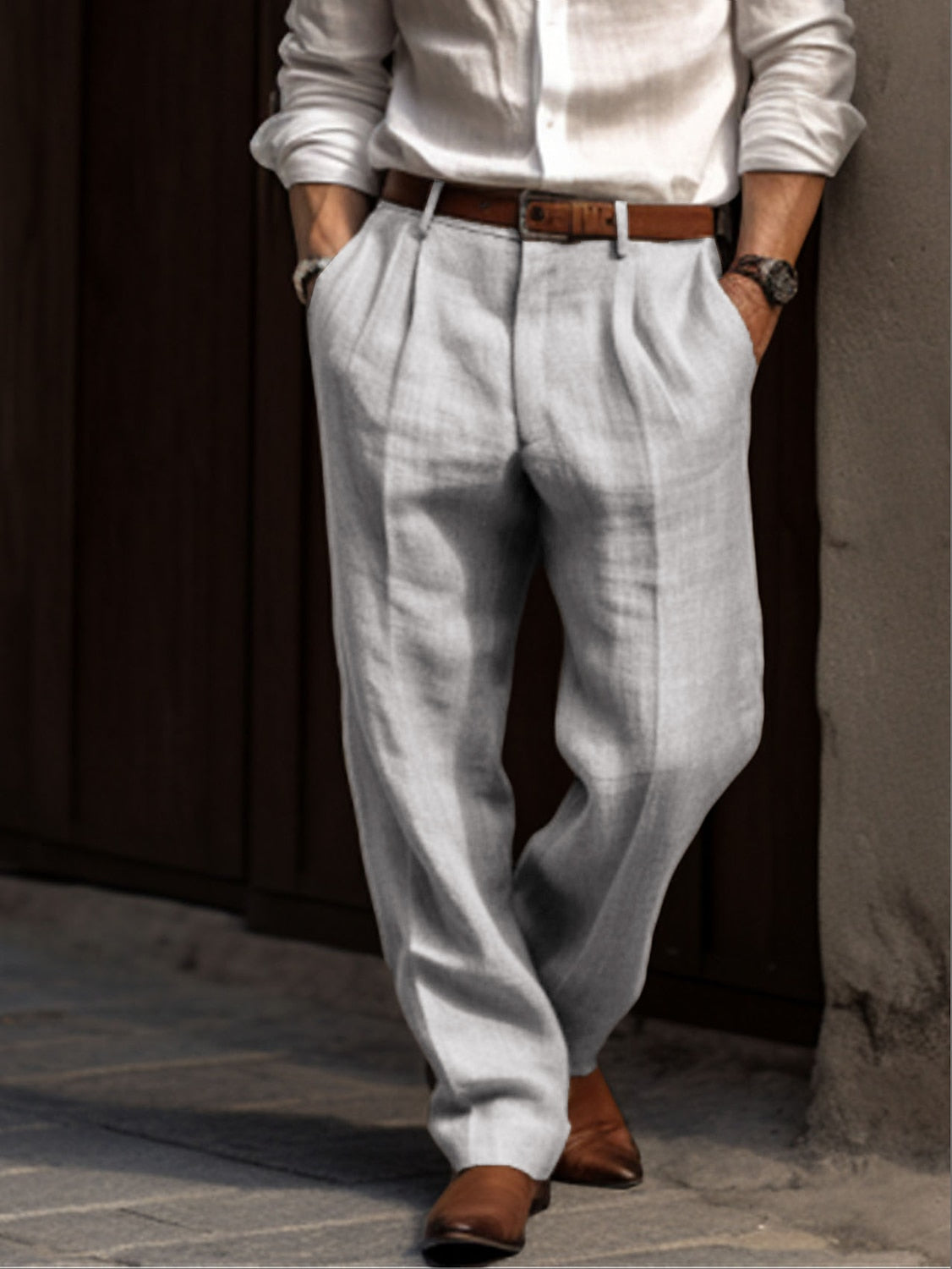 Tom Hollinger | Herren Leinenhose Lockerer Sitz Elegante Businesshose