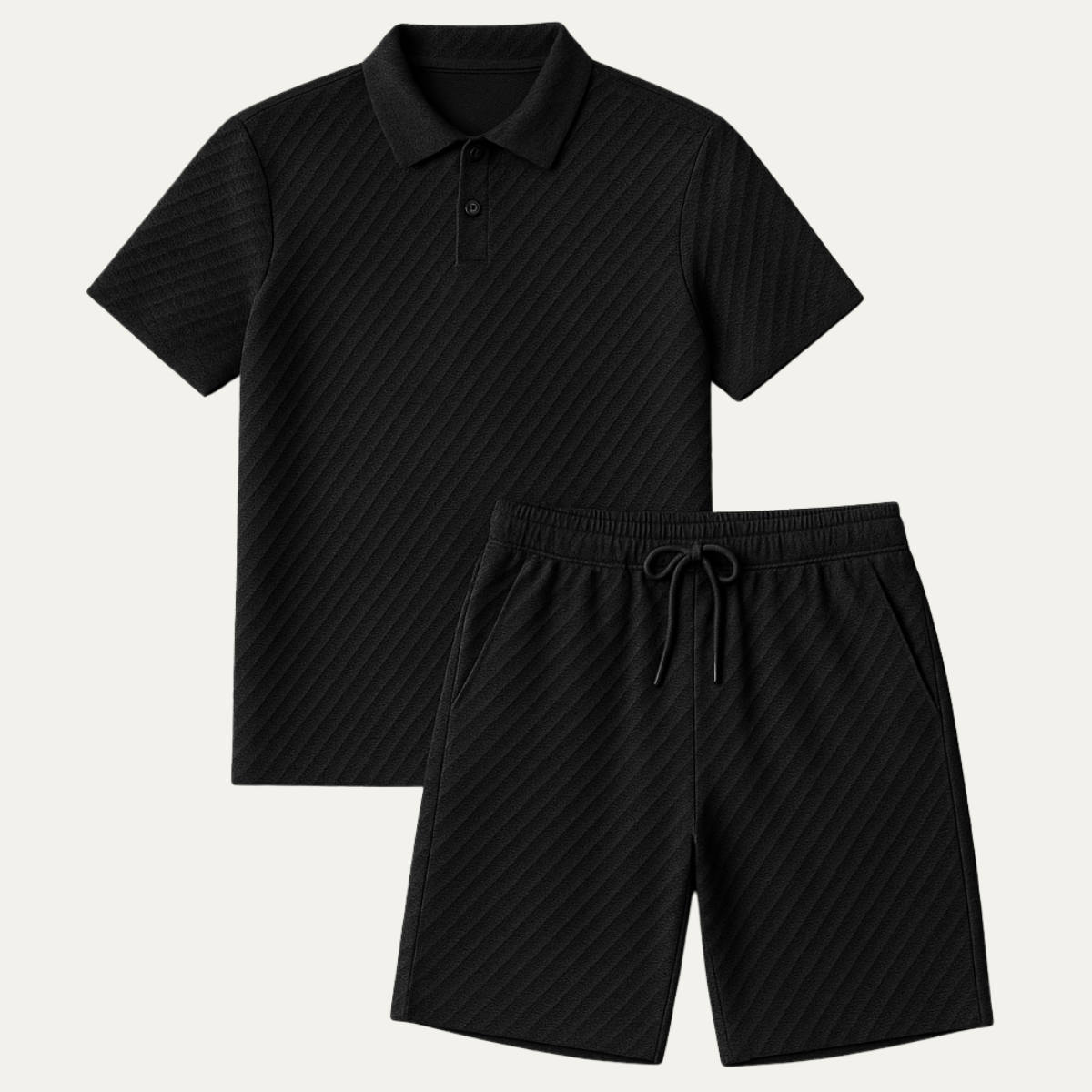 Tom Hollinger | Herren Polo Und Shorts Set Mit Jacquardstruktur