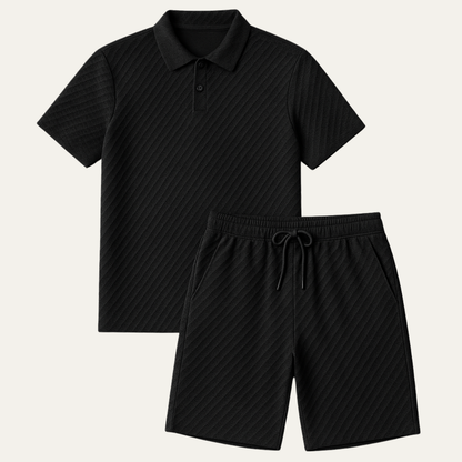 Tom Hollinger | Herren Polo Und Shorts Set Mit Jacquardstruktur
