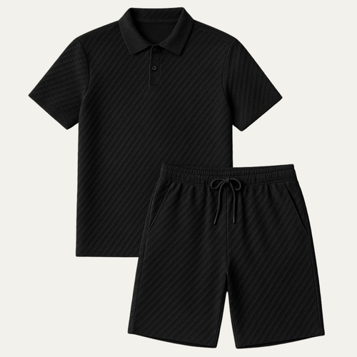 Tom Hollinger | Herren Polo Und Shorts Set Mit Jacquardstruktur