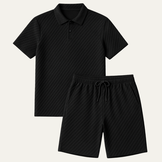 Tom Hollinger | Herren Polo Und Shorts Set Mit Jacquardstruktur