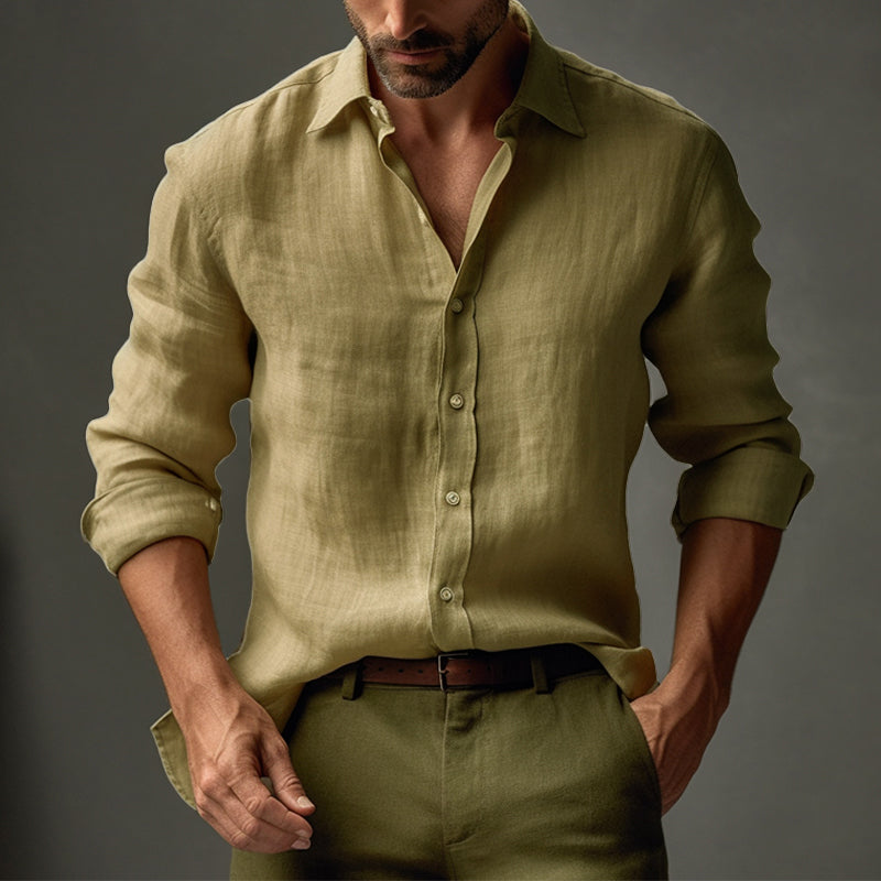Herren Slim Fit Langarmhemd Mit Reverskragen