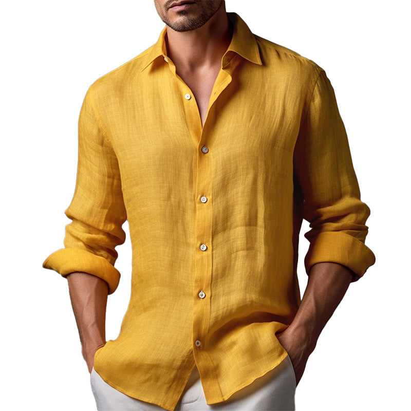 Herren Slim Fit Langarmhemd Mit Reverskragen