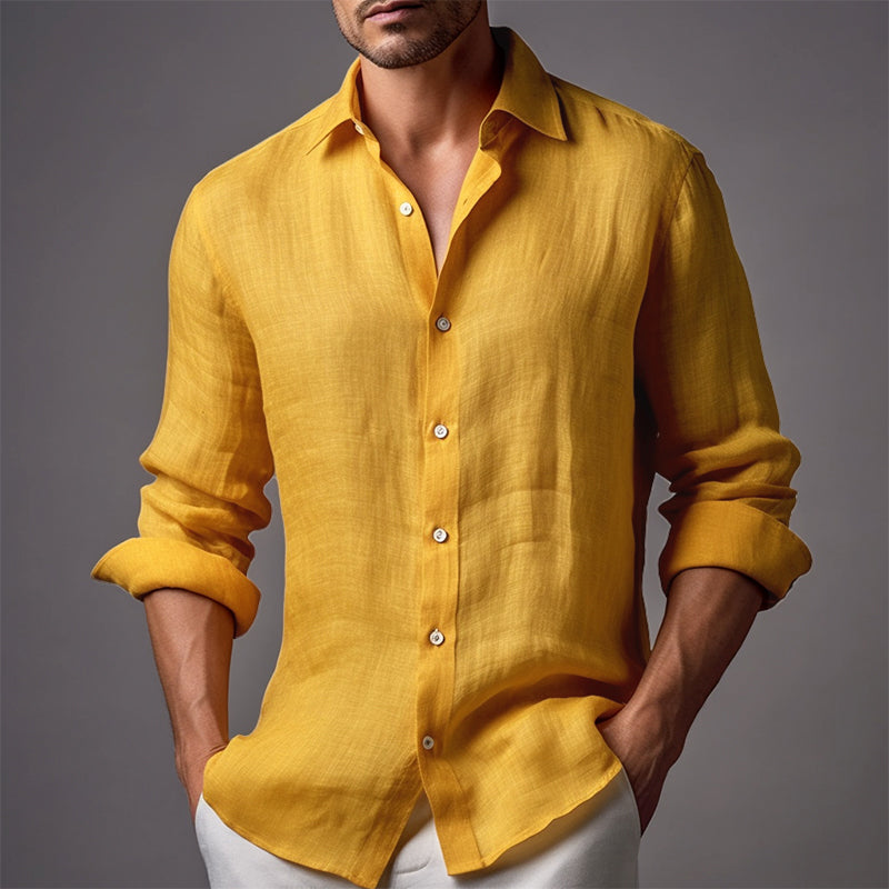 Herren Slim Fit Langarmhemd Mit Reverskragen