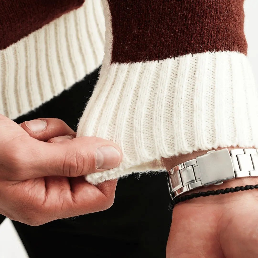 Tom Hollinger |  Herren Strickpullover Im Patchwork Design Mit Rundhalsausschnitt