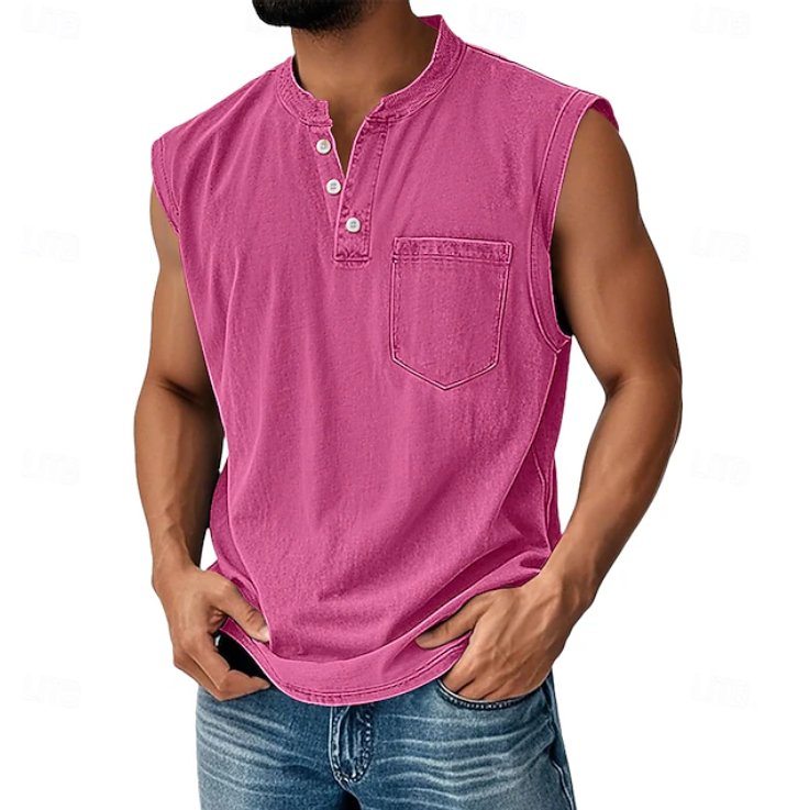 Tom Hollinger | Herren Henley Tanktop Ärmellos Im Vintage Stil