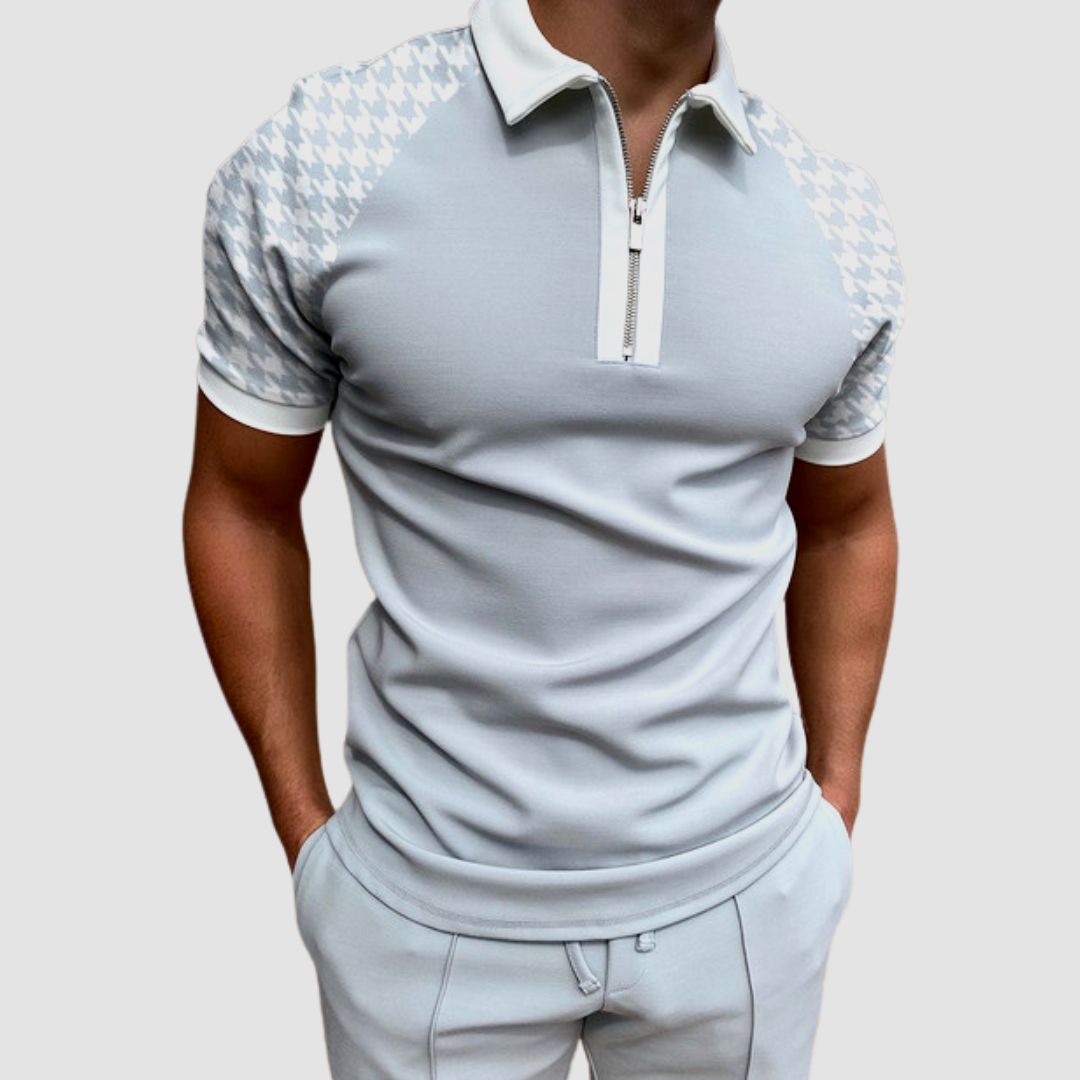 Tom Hollinger |  Herren Poloshirt Mit Reissverschluss Und Printdetails