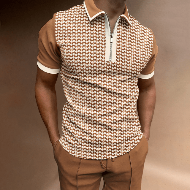 Tom Hollinger |  Herren Poloshirt Mit Reissverschluss Und Printdetails