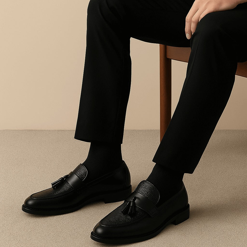 Herren Loafer Mit Quaste Und Runder Kappe