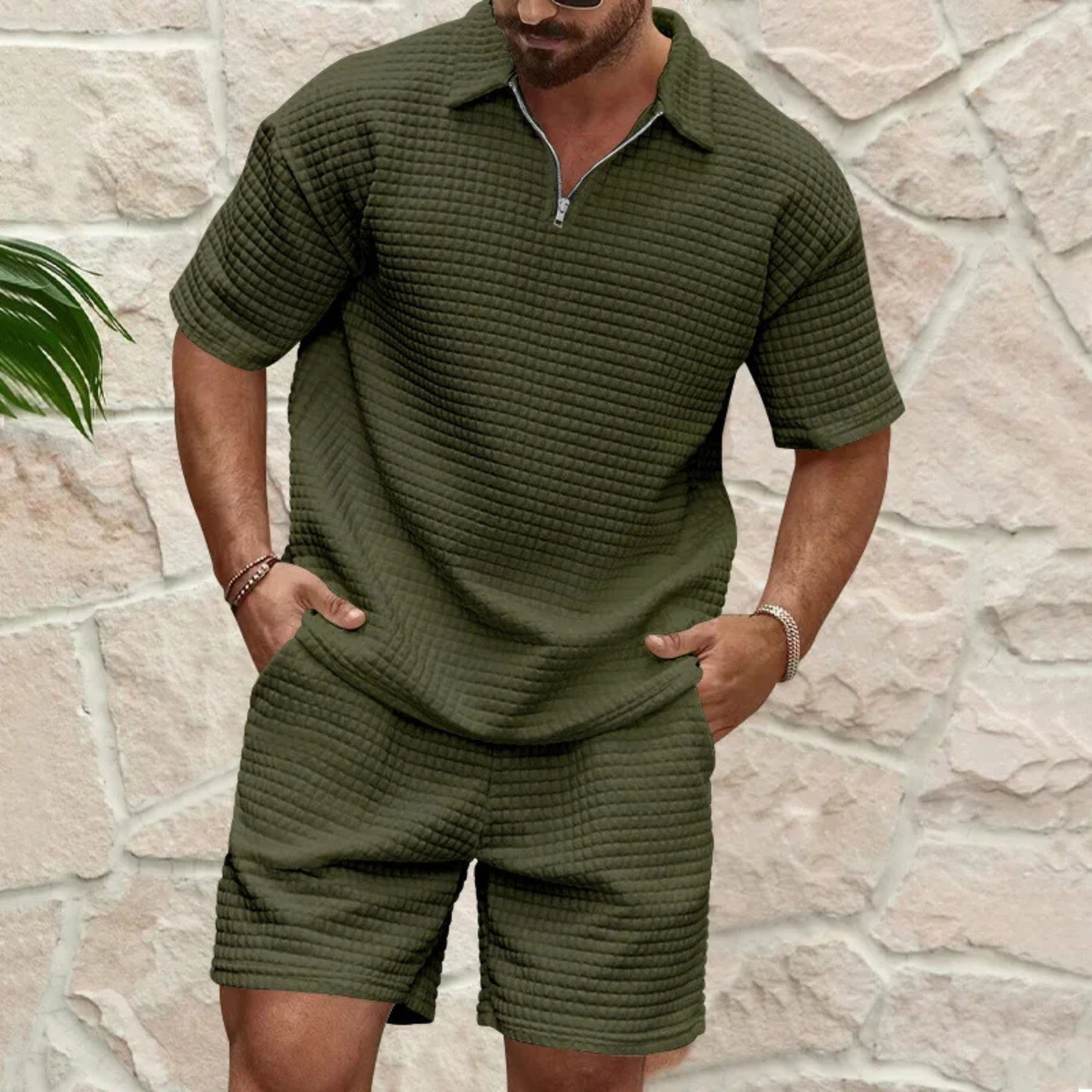 Tom Hollinger | Herren Sommer Set In Waffelstrick Mit Relaxed Fit