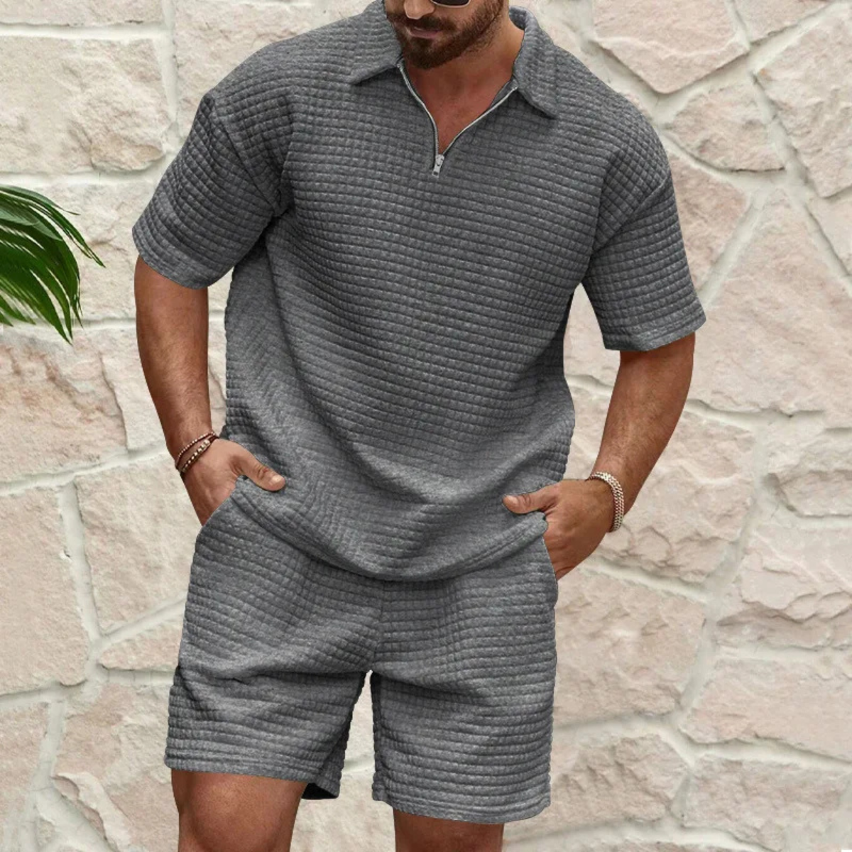 Tom Hollinger | Herren Sommer Set In Waffelstrick Mit Relaxed Fit
