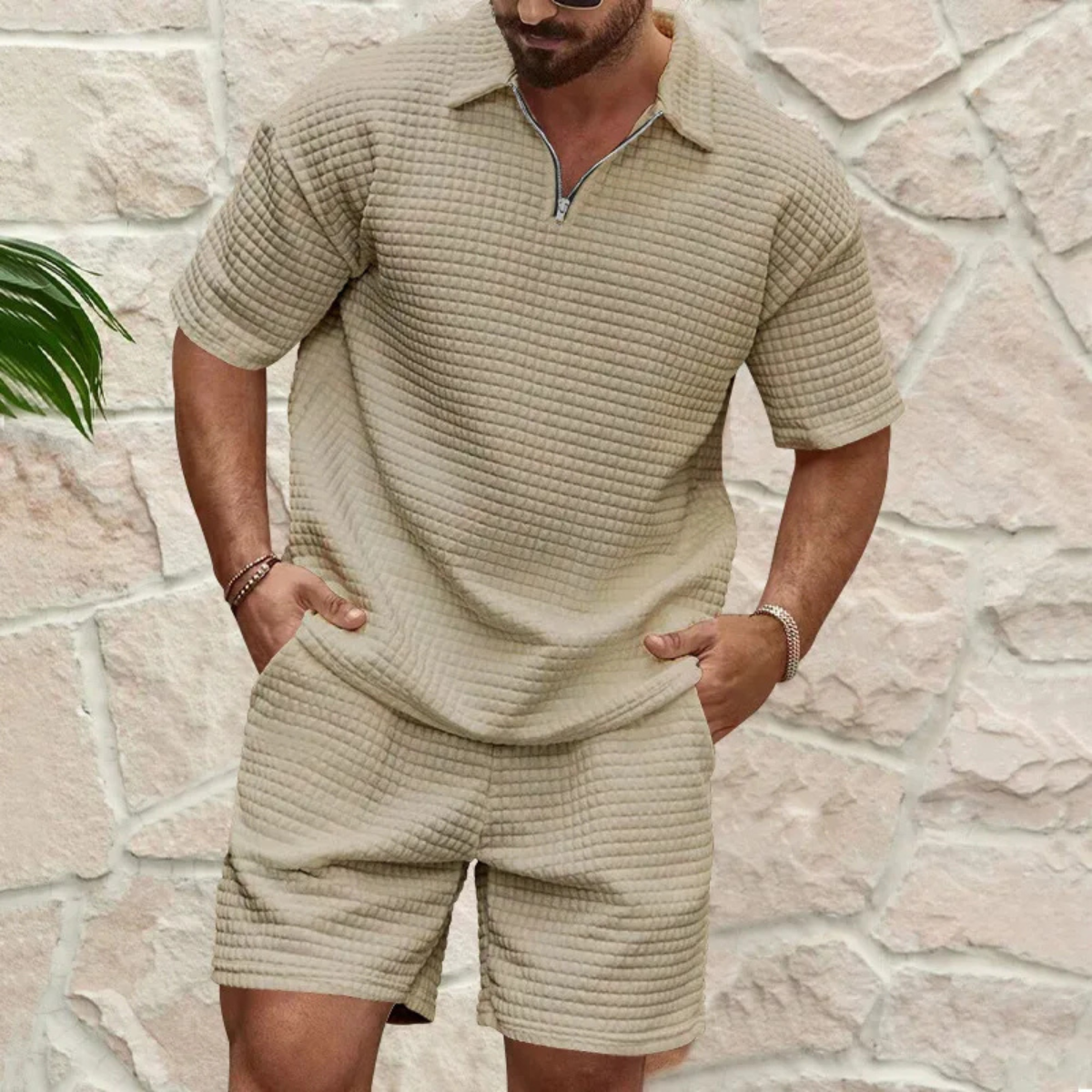 Tom Hollinger | Herren Sommer Set In Waffelstrick Mit Relaxed Fit